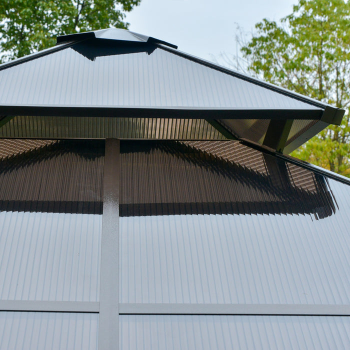 Outsunny 10' X 10' 2-tier Outdoor Gazebo With Polycarbonate Roof, Beige