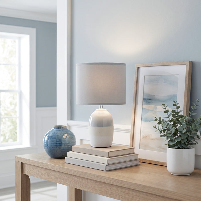 Zeke Ceramic Table Lamp, Gray, 13.25\"H