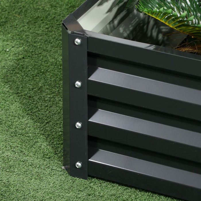Outsunny 2 Tier Raised Garden Bed, 47\" X 40\" X 23'' Galvanized Steel Planter Box For Vegetables, Flowers And Herbs, Dark Gray