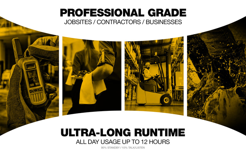 6 Dewalt DXFRS300 Work Site Walkie Talkies - 1 Watt, Heavy Duty, Long Range Indoor-Outdoor Two Way Radios + 22 Channel