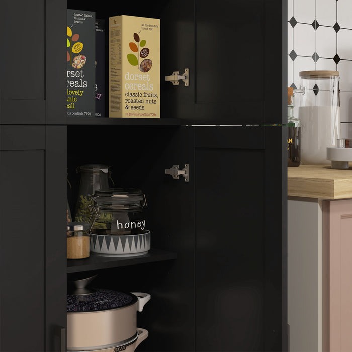HOMCOM 67\" Kitchen Pantry 4-door Storage Cabinet with Adjustable Shelves