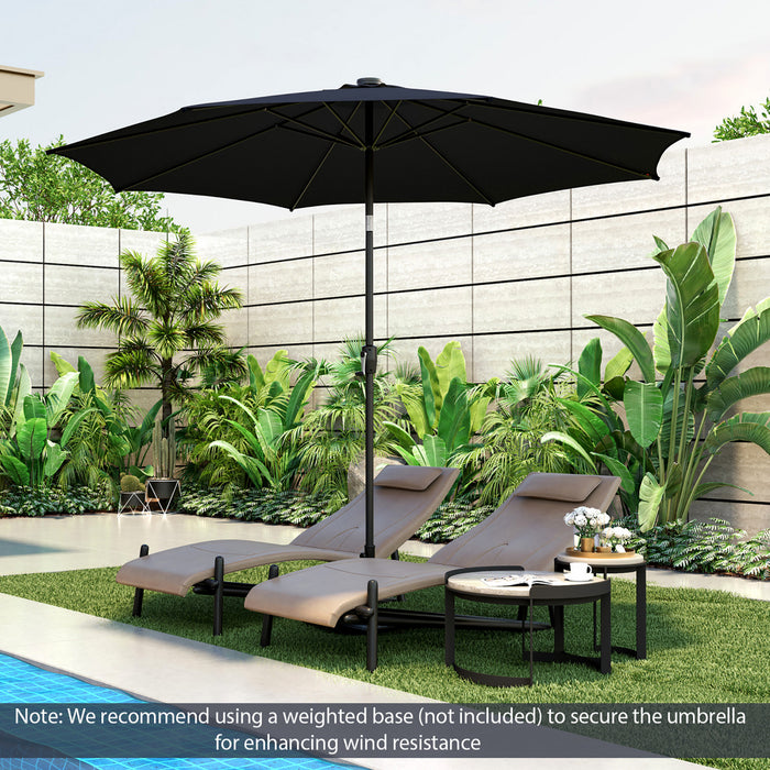 Costway 10 FT 112 LED Solar-Lighted Patio Table Market Umbrella Crank Tilt Outdoor Navy
