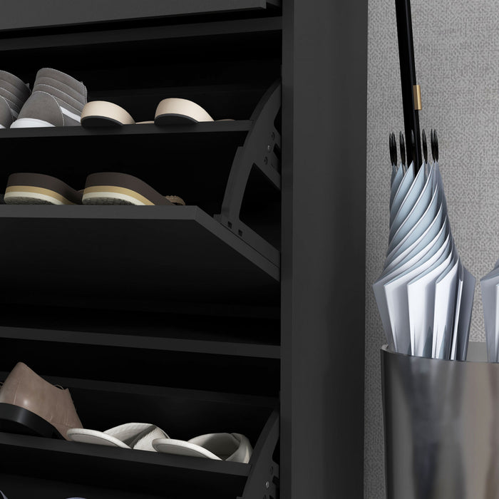 HOMCOM Shoe Storage Cabinet Modern Shoe Storage Organizer with Flip Doors