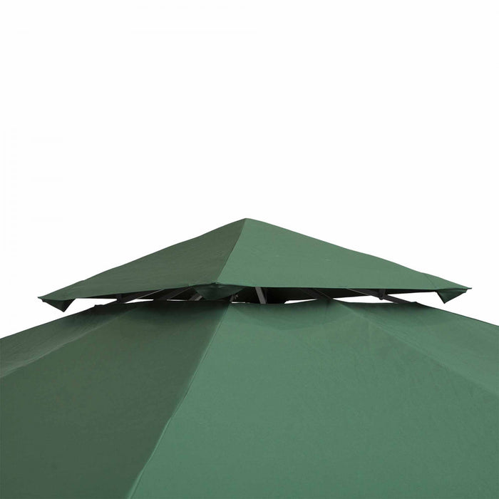 Outsunny 9.8' X 9.8' Square 2-tier Gazebo Canopy Replacement Top Cover Outdoor Garden Sun Shade, Green