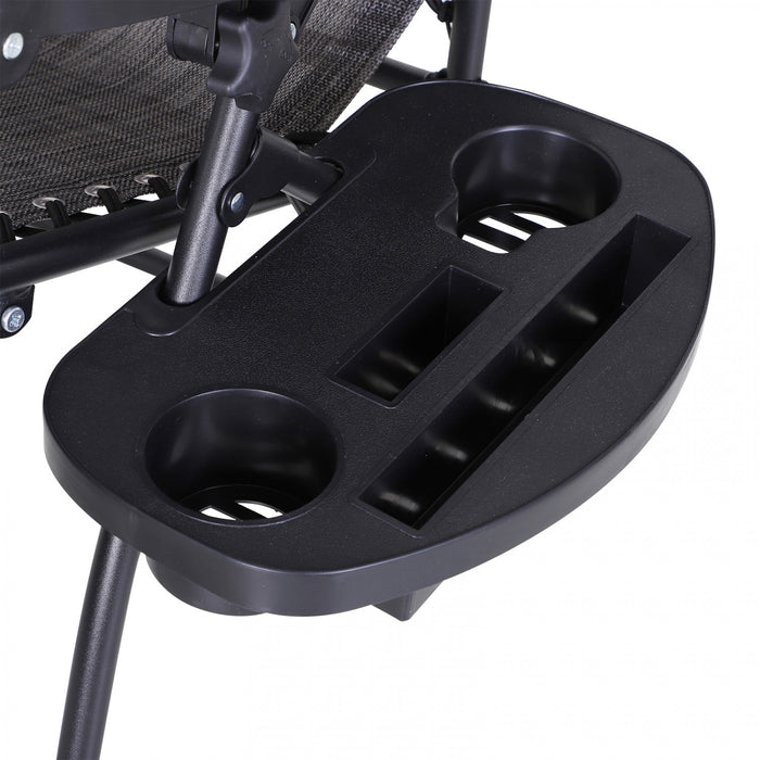 Outsunny Foldable Lounge Chair With Canopy Shade, Side Tray, Cup Holder