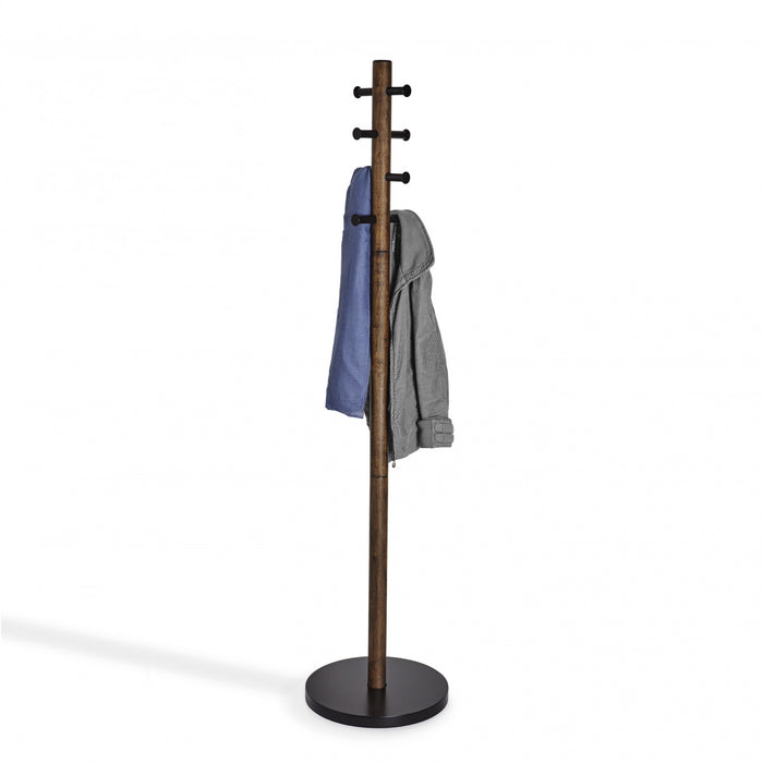 Umbra Modern Wood Pillar Coat Rack - Black and Walnut