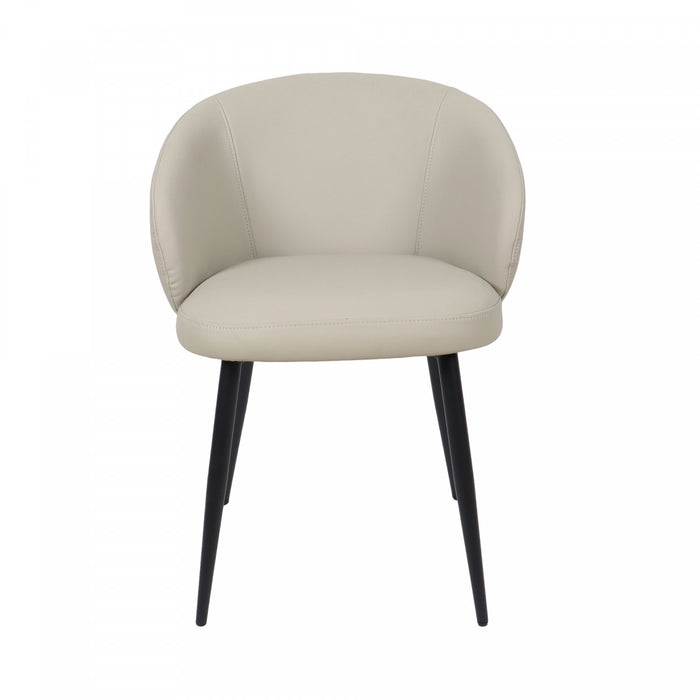 Looma Contemporary Modern Vegan Leather Metal Side Chair in Stone Gray - Set of 2