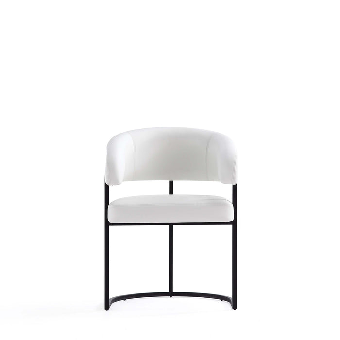 Augusta Modern Metal Vegan Leather Dining Chair in White