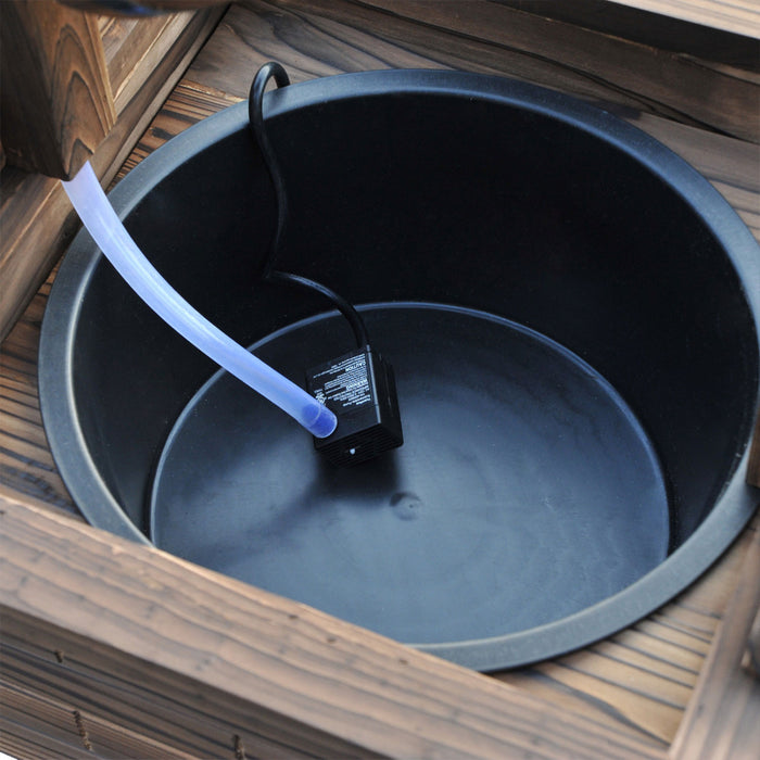 Outsunny Outdoor Wooden Waterfall Fountain With Electric Pump, Carbonized