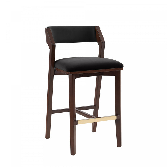 Patricia Modern Wood Upholstered Barstool in Black - Set of 2