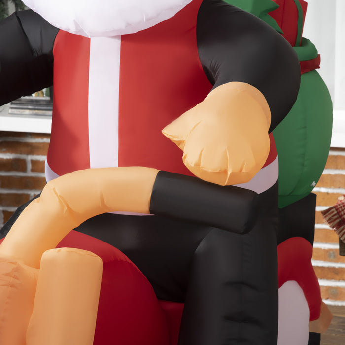 Homcom 5.5ft Santa Claus Riding A Motorcycle Inflatable Christmas Decoration