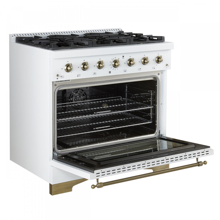 Forno Antico 36\" Dual Fuel Gas Range, White, 4.5 cu.ft. - FFSGS6113-36WHT