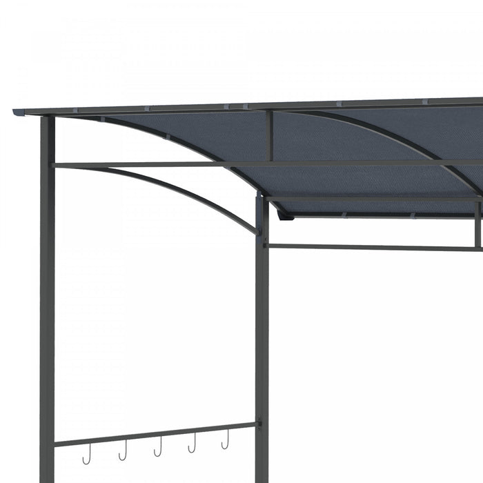 Outsunny 7' X 5' Bbq Grill Gazebo Tent Garden Grill Metal Frame And Canopy With Hooks Outdoor Sun Shade Grey