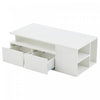 Daniel Coffee Table with LED Lights and Storage Drawers,White | Daniel table basse avec eclairage LED et tiroirs de rangement, blanc