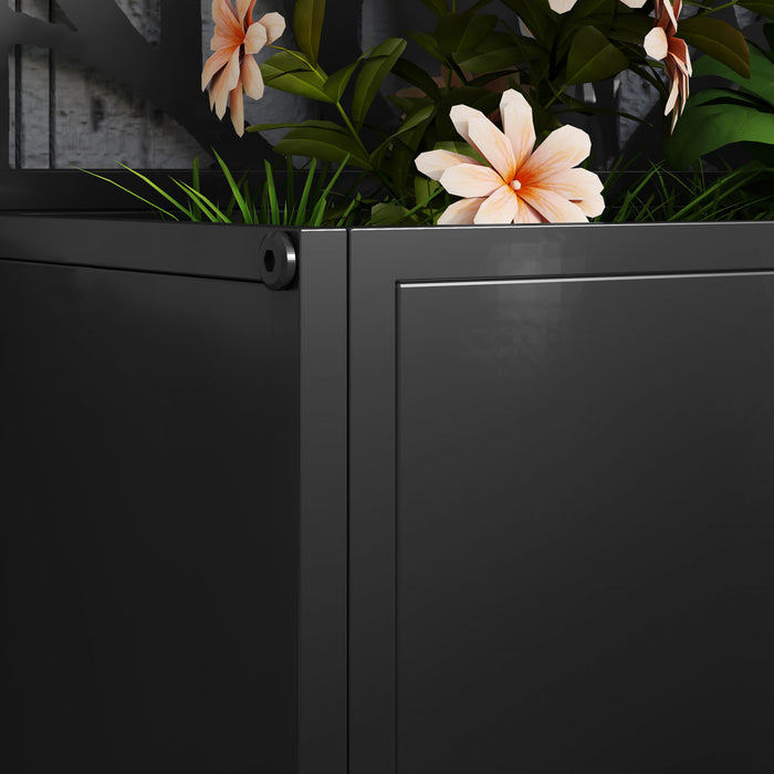 Outsunny Raised Garden Bed with Privacy Panel, Metal Planter Box