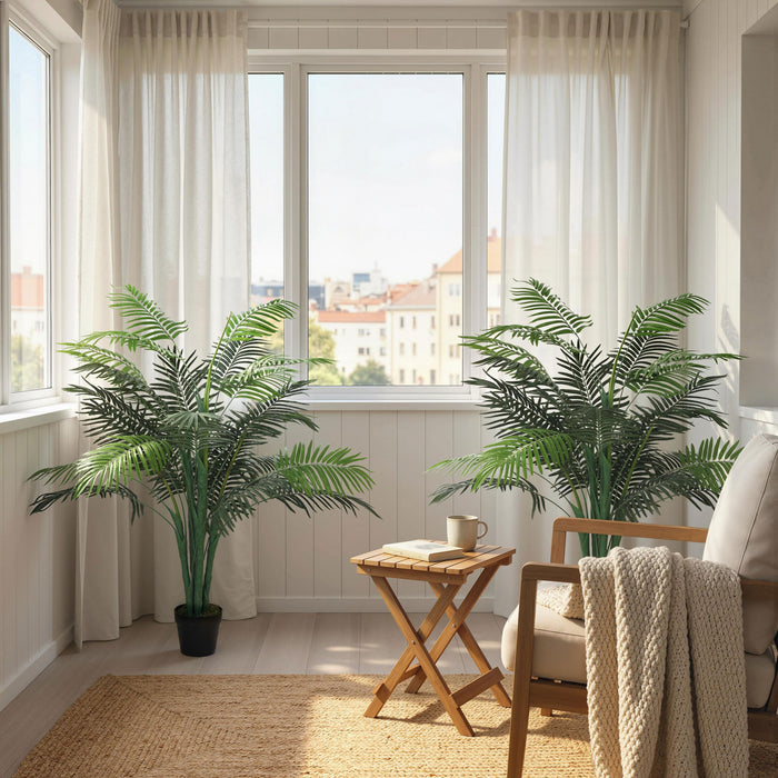 Outsunny 4FT Artificial Tropical Palm Tree Faux Plant with Lifelike Leaves