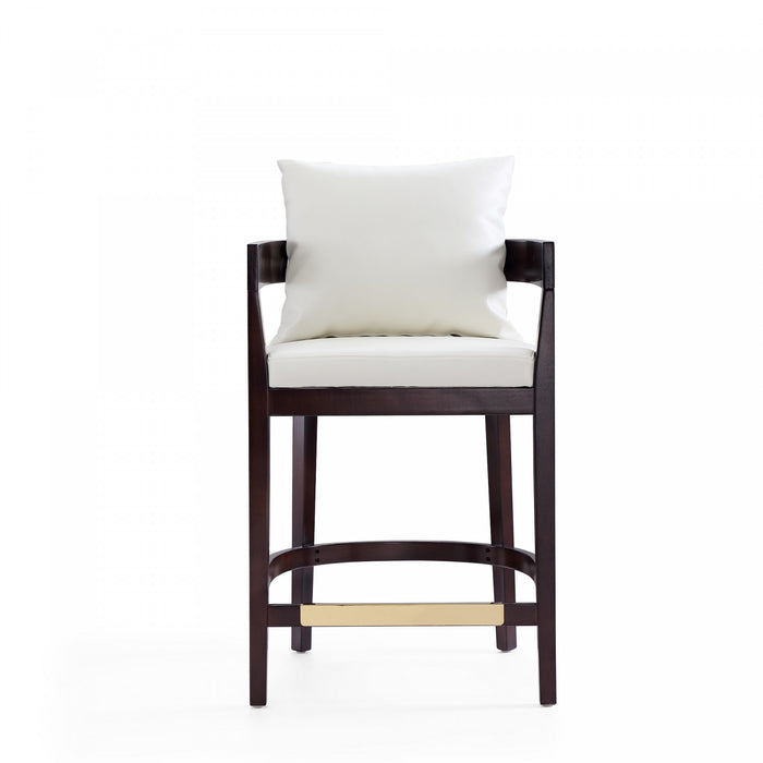 Ritz Mid-Century Modern Wood Upholstered Counter Stool in Ivory - Set of 3