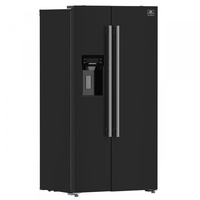 Forno Salerno 36-inch Side-by-Side Refrigerator in Black, 20 cu.ft. - FFRBI1844-36BLK