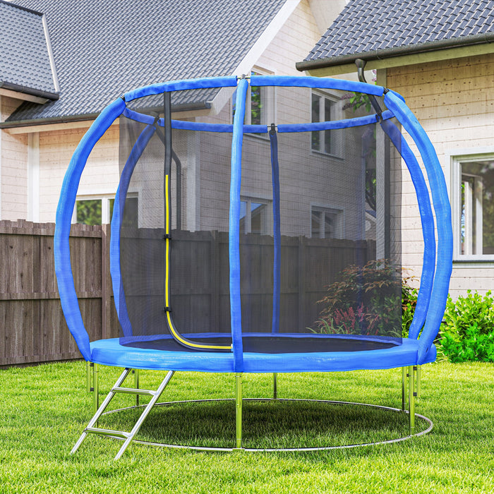 Soozier 8ft Trampoline Outdoor with Enclosure Net, ASTM Certified Recreational Trampoline Rebounder with Galvanized Circular Base, Ladder and Safety Spring Cover
