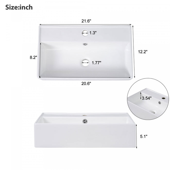 Serena Modern 21.6 Inch Bathroom Vanity with Ceramic Sink and Multi Storage, Brown
