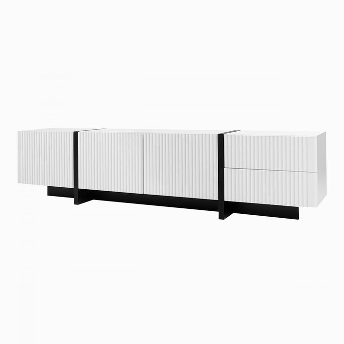 Emily 74.7\" Large Storage TV Cabinet with Doors and Drawers,Black Tv Stand