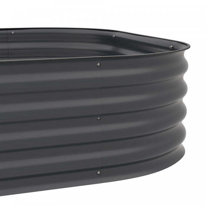 Outsunny 3-tier Raised Garden Bed Kit, 5.2x3.6x2.7ft Outdoor Galvanized Planter Box With Safety Edging For Vegetables, Flowers, Fruits And Herbs, Dark Grey