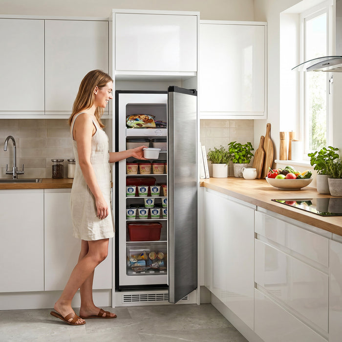 HOMCOM 7.0 Cu.Ft Upright Freezer, Compact Stand Up Freezer for Home, Silver