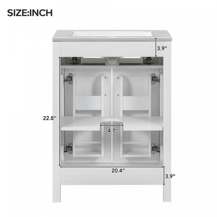 Olivia 24\" Space-saving Storage Bathroom Vanity Combo With Solid Wood Frame - White