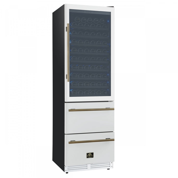 Forno Azienda 24\" Dual Zone Wine Cooler, 15.8 Cu.Ft, 108 Bottles & 100 Cans, White - FWCDR6628-24WHT Refrigerator