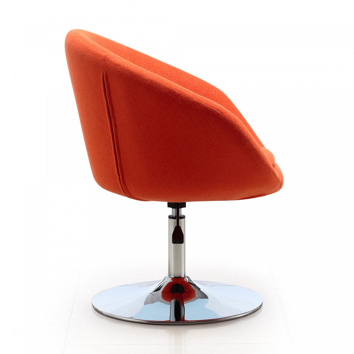 Hopper Modern Upholstered Swivel Lounge Chair in Orange - Set of 2 Accent Chair