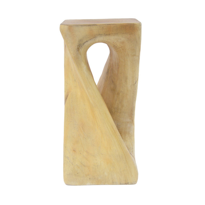 Cade 26.80\" Twisted Square MGO Accent Table, Unique Natural Wood Grain Indoor Side Table, Natural