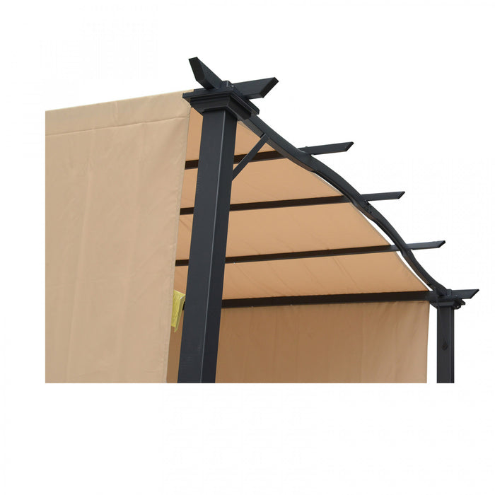 Outsunny 10' X 8' Outdoor Retractable Pergola Garden Gazebo With Two Adjustable Side Canopy Overhead Sun Shade Backyard Canopy Cover Khaki