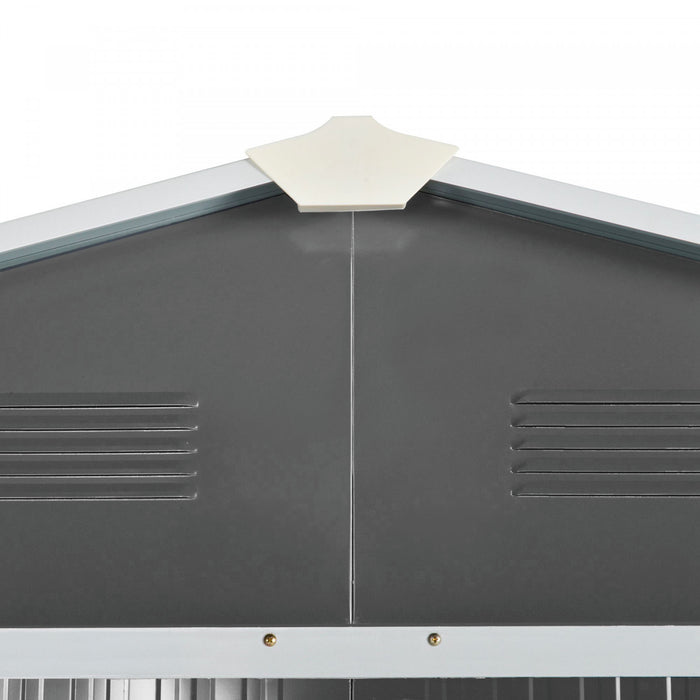 Outsunny 8' X 6' Outdoor Storage Shed, Metal Garden Tool Storage House With Lockable Sliding Doors And Vents For Backyard Patio Lawn, Charcoal Grey