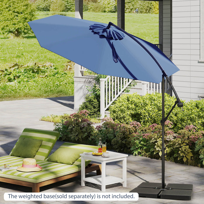 Costway 10FT Patio Offset Hanging Umbrella Easy Tilt Adjustment 8 Ribs Backyard Blue