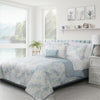 Reversible 3-Piece King Quilt Set, Blue & White Floral Microfiber Bedding