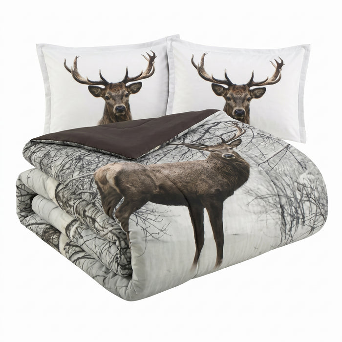 3-Piece King Size Deer Comforter Set