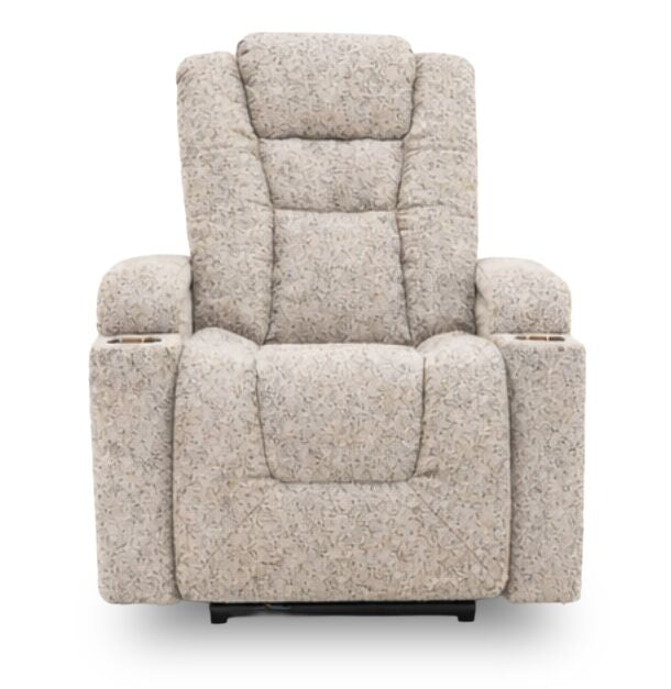 Riley 35.4\" Linen-Look Fabric Power Reclining Chair with Power Headrest – Grey 