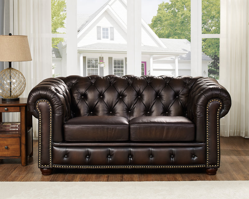 Hydeline Albany Leather Loveseat - Caramel