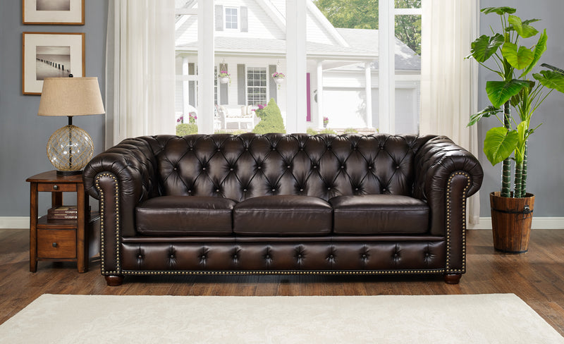 Hydeline Albany Leather Sofa - Caramel