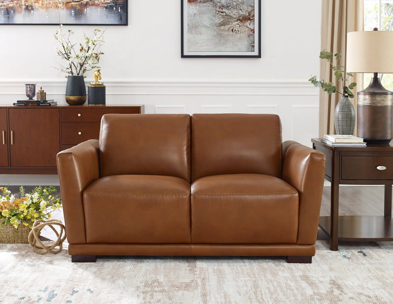 Hydeline Oslo Leather Loveseat - Nutmeg