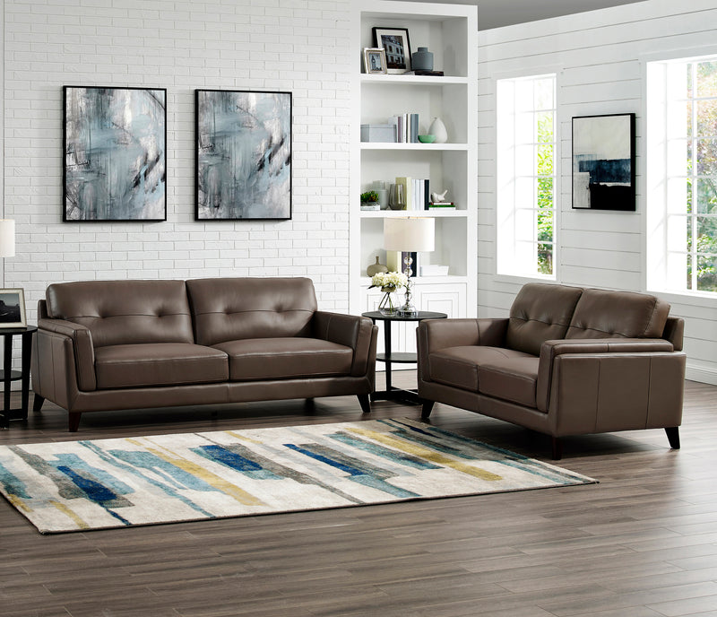 Hydeline Rowan Leather Loveseat - Brown