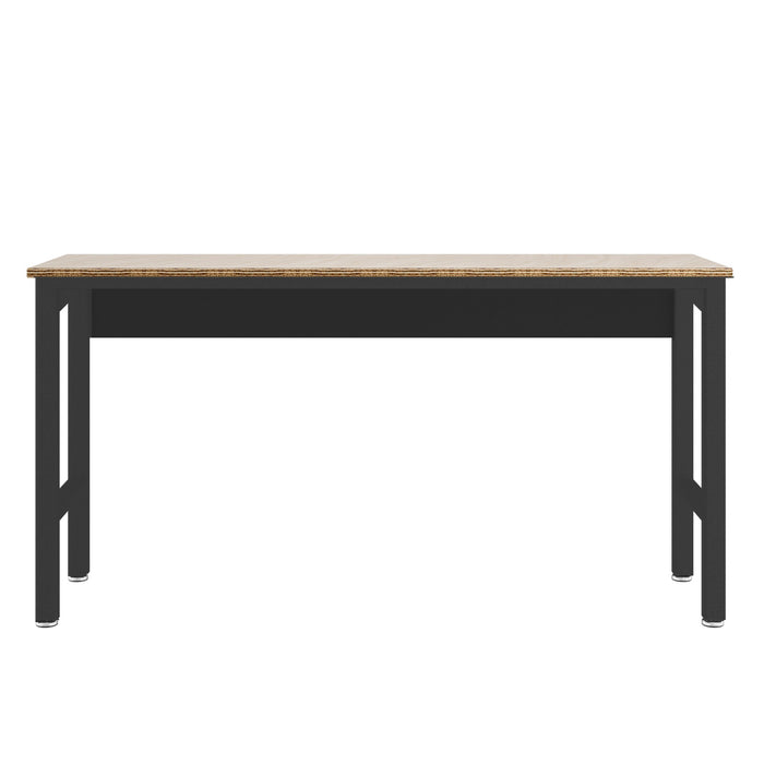 Fortress 72.4\" Natural Wood & Steel Garage Table - Charcoal Grey