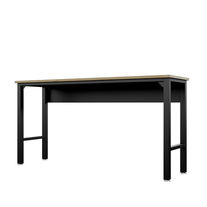 Fortress 72.4\" Natural Wood & Steel Garage Table - Charcoal Grey