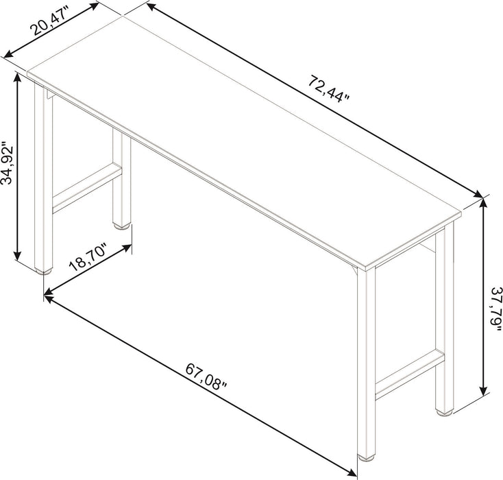 Manhattan Comfort Fortress 72.4\" Natural Wood & Steel Garage Table - White