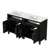 Felix 60 Inch Modern Double Bathroom Vanity with Ceramic Sink & Storage Cabinet, Black | Meuble de salle de bain double moderne Felix 60 pouces avec lavabo ceramique et rangement, noir