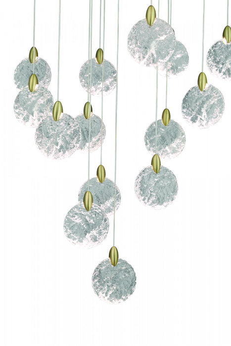 Snowflake 20 Light Integrated Led Chandelier, Satin Brass