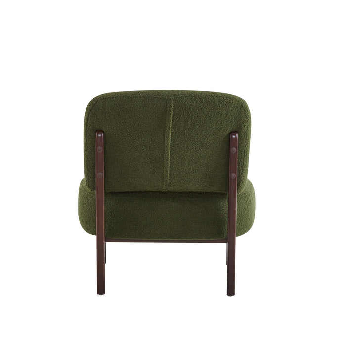 Coco Modern Boucle Lounge Chair with Solid Wood Frame, Green