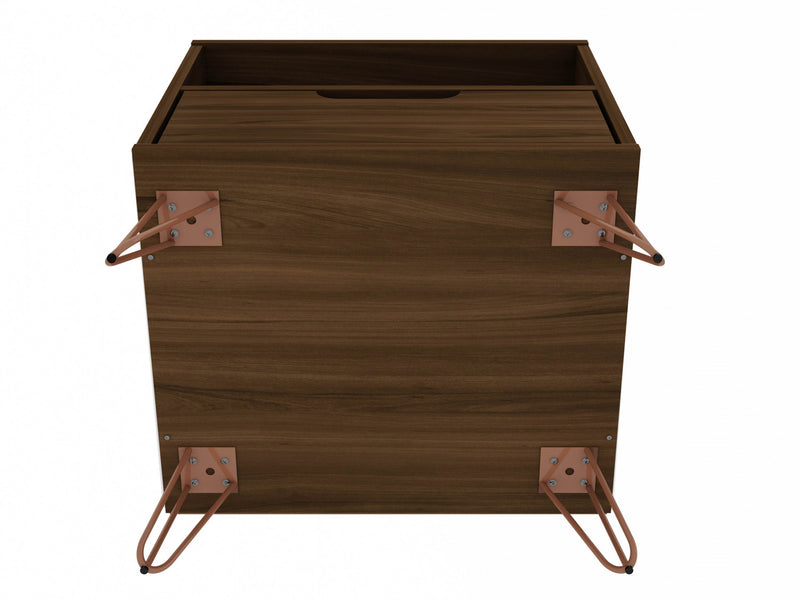 Rockefeller Mid-Century Modern 20\" Nightstand in Chestnut Brown (1-Drawer) - Set of 2