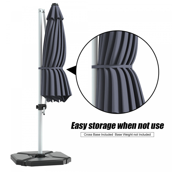 Costway 11' Patio Cantilever Offset Umbrella 360° Rotation Aluminum Tilt Grey