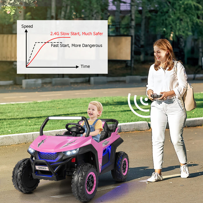 Costway 12v 2-seater Kids Ride On UTV RC Electric Vehicle Suspension W/ Lights & Music